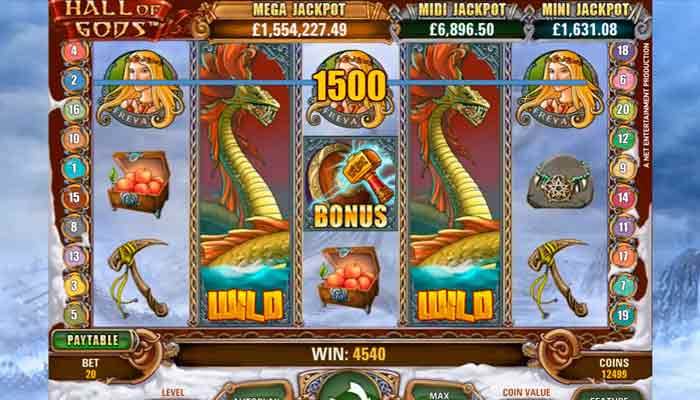 Hall of Gods jackpot slot win